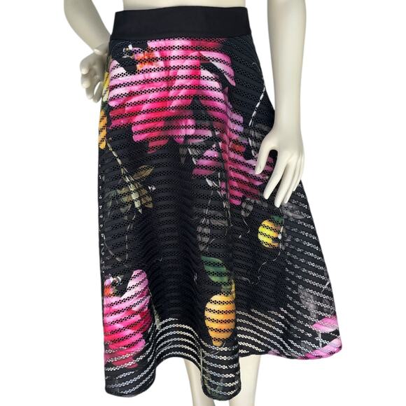 Ted Baker Orella Skirt Black Ribbon Floral Print Size 1 (or US size 4) - Picture 2 of 9